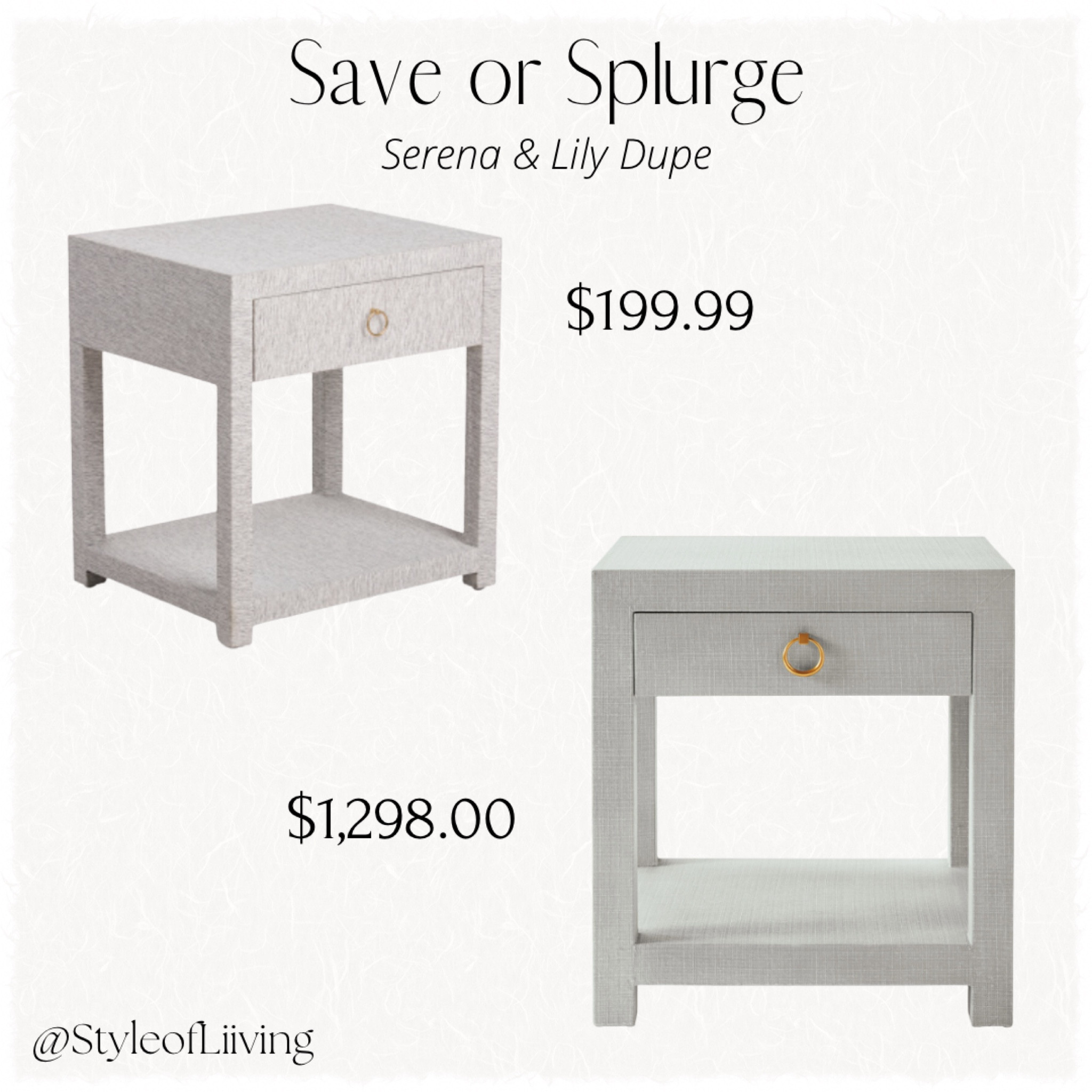 Save or splurge! Serena and Lily dupe. Handwrapped in linen nightstand. Parsons-style design. Brass ring pulls. Linen fabric, weathered finish. Matte lacquer. Bedroom furniture. Living room side table. Coastal style. 1-drawer and 1 shelf. Textured fabric, ring detail nightstand. Storage furniture. #homedecor

#LTKstyletip #LTKhome #LTKsalealert