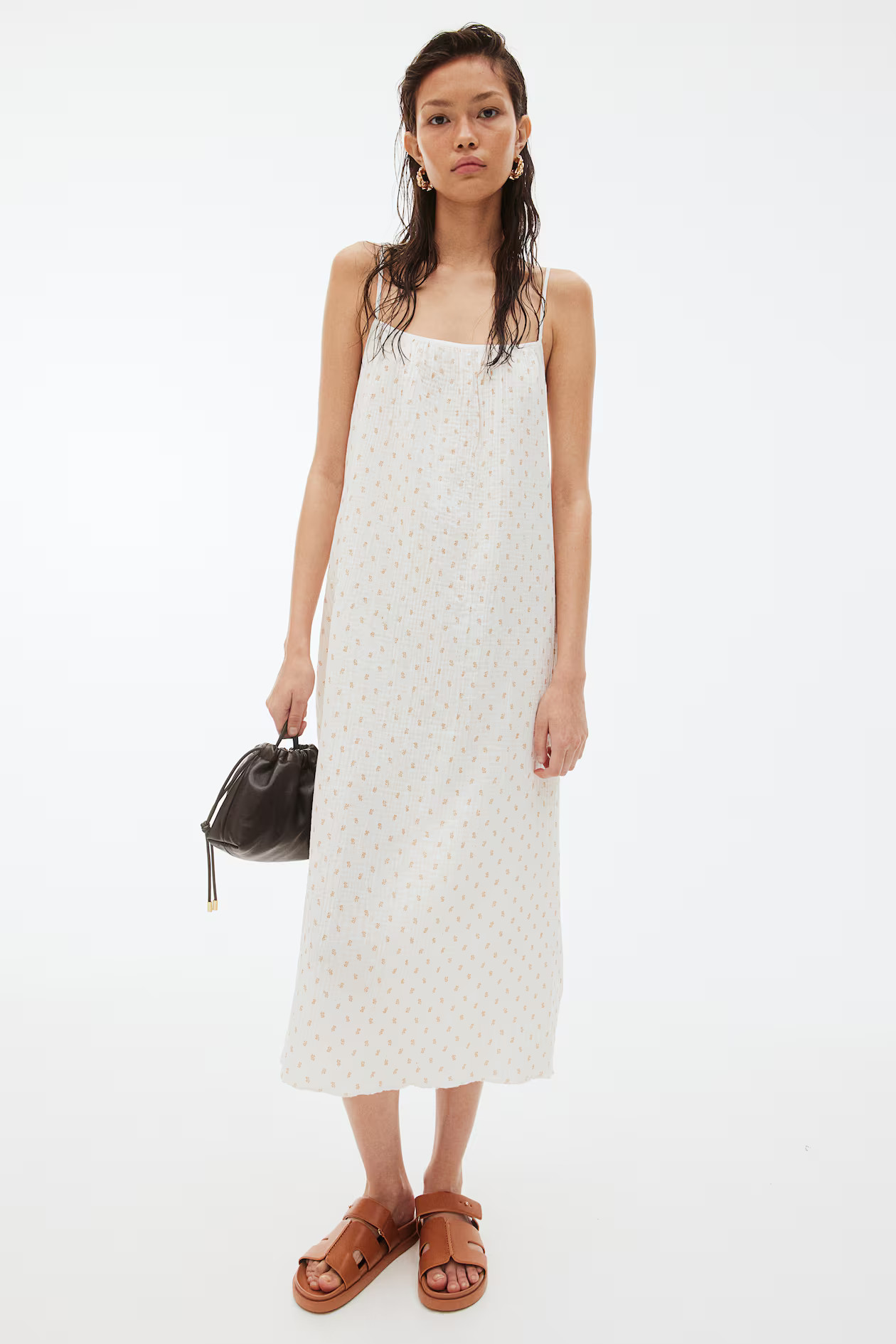 Überwurfkleid mit Bindedetail - Cremefarben/Geblümt - Ladies | H&M AT | H&M (DE, AT, CH, NL, FI)