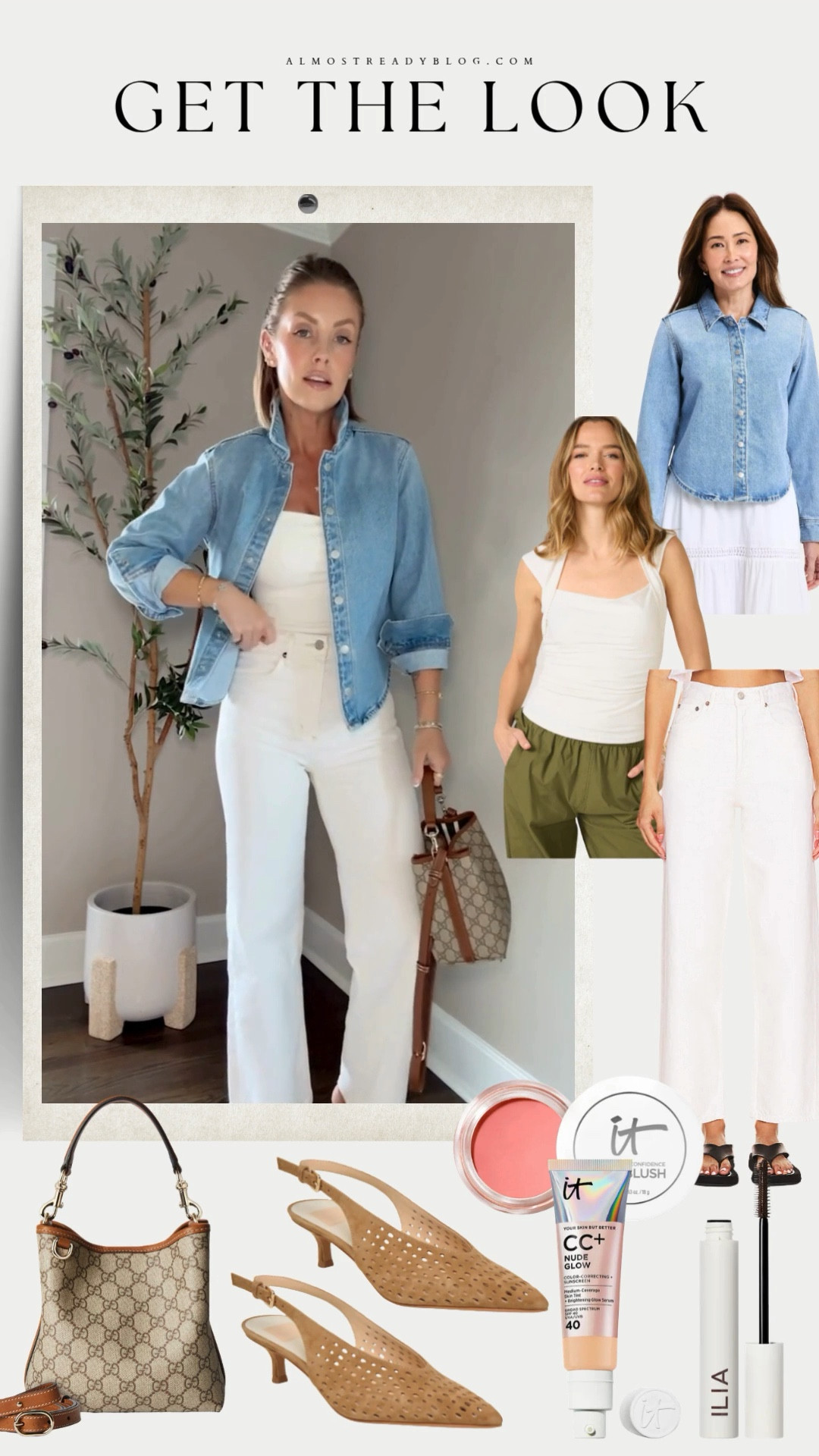 XS Target denim jacket / XS white tank top/ 24 jeans (I sized down one) / shoes are true to size 

church outfit, Sunday bruch, spring outfits 2026, white jeans, denim shirt, target finds 2026, amanda west, almostreadyblog

#LTKPetite #LTKOver40 #LTKootd