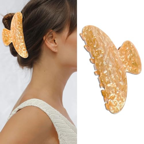 Medium Hair Clips for Women French Hair Claw Clips for Hair Styling Banana Clips for Thin Hair Hair Accessories Exquisite Hair Barrettes for Style Hair Decorations 1Pcs (Orange) | Amazon (US)