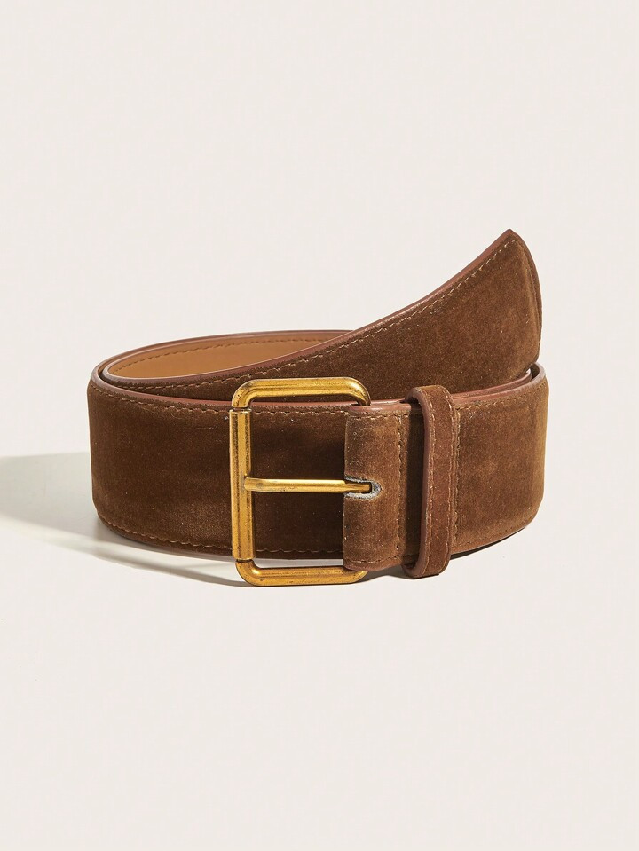 1pc Brown Fluffy Vintage Casual PU Leather Belt, Suitable For Autumn/Winter Outfits | SHEIN