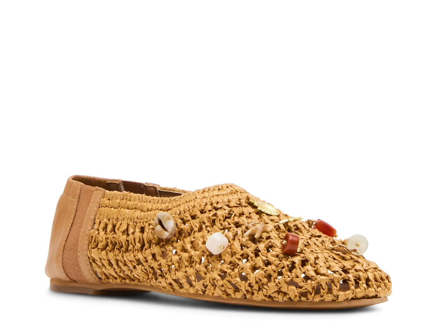 Steve Madden Meela Charm Flat | Women's | Tan Raffia | Size 9.5 | Flats | DSW
