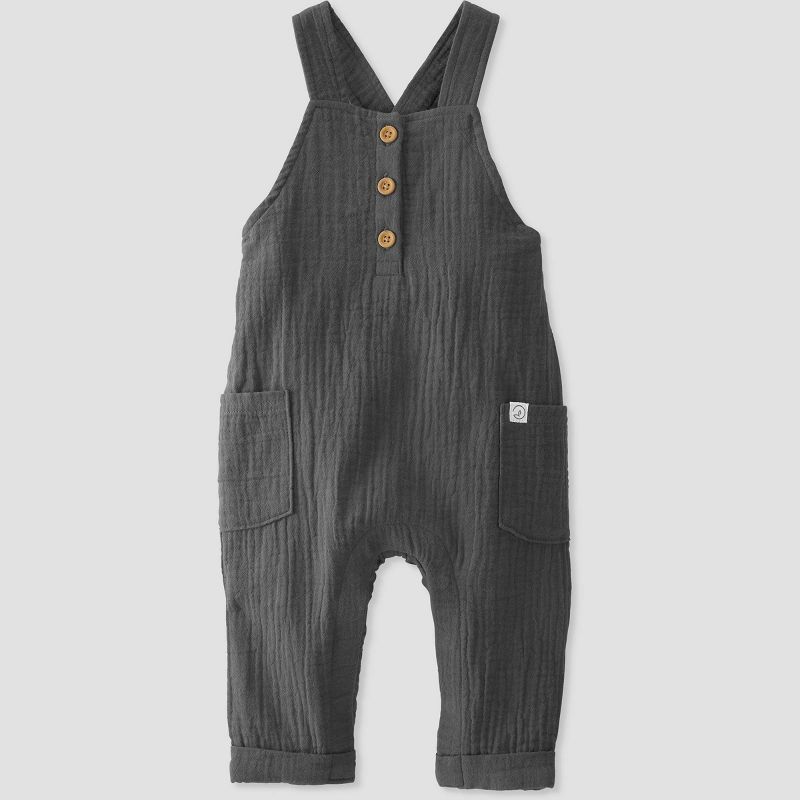 Baby Organic Cotton Gauze Overalls - little planet by carter's Charcoal Gray | Target