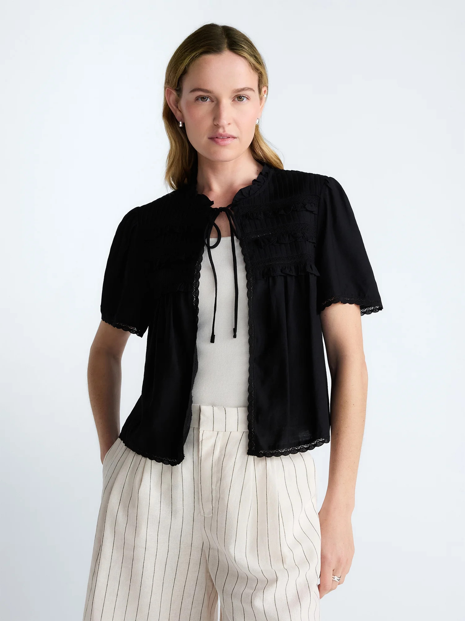 Scoop Women\u2019s Crochet Lace Top, Sizes XS-4X - Walmart.com | Walmart (US)