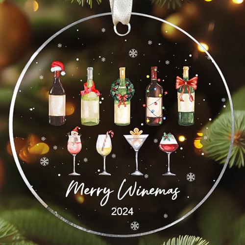 Wine Christmas Ornaments - Cocktail Christmas Ornaments - Wine Ornaments, Wine Ornaments for Christmas Tree, Christmas Wine Ornaments - Wine Gifts for Women, Men - Acrylic Ornament Cocktail 2024 | Amazon (US)