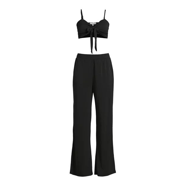 Almost Famous Juniors' Ruched Tube Top & Wide Leg Pants, 2-Piece Set - Walmart.com | Walmart (US)