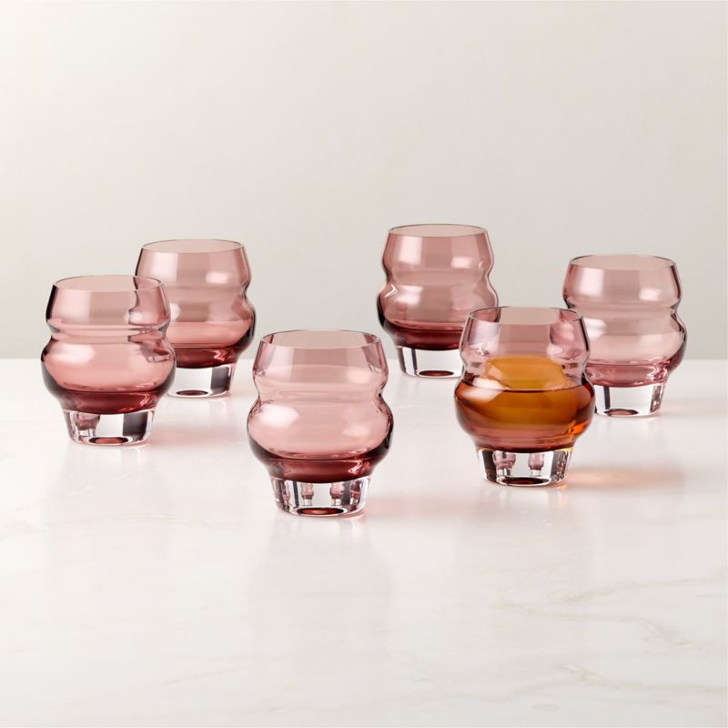 Omari Burgundy Double Old-Fashioned Glass Set of 6 + Reviews | CB2 | CB2
