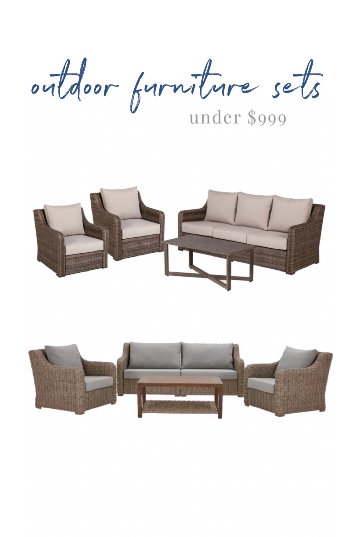 Outdoor Furniture Sets Under $1K
#outdoorseating #outdoorfurniture #patiofurniture #patiosets 

#LTKSeasonal #LTKhome