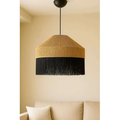 Elegant Adjustable Chandelier, 15.7 x 13.8 inches | Durable Plastic Body with Macrame-Rafia Cap | Height Adjustable from 13.8 to 27.6 inches | E27 Soc | Wayfair North America