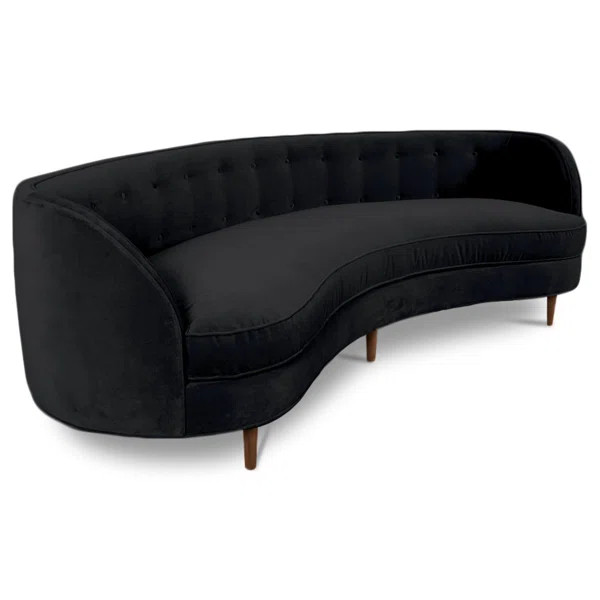 St. Tropez 108'' Velvet Recessed Arm Curved Sofa | Wayfair North America