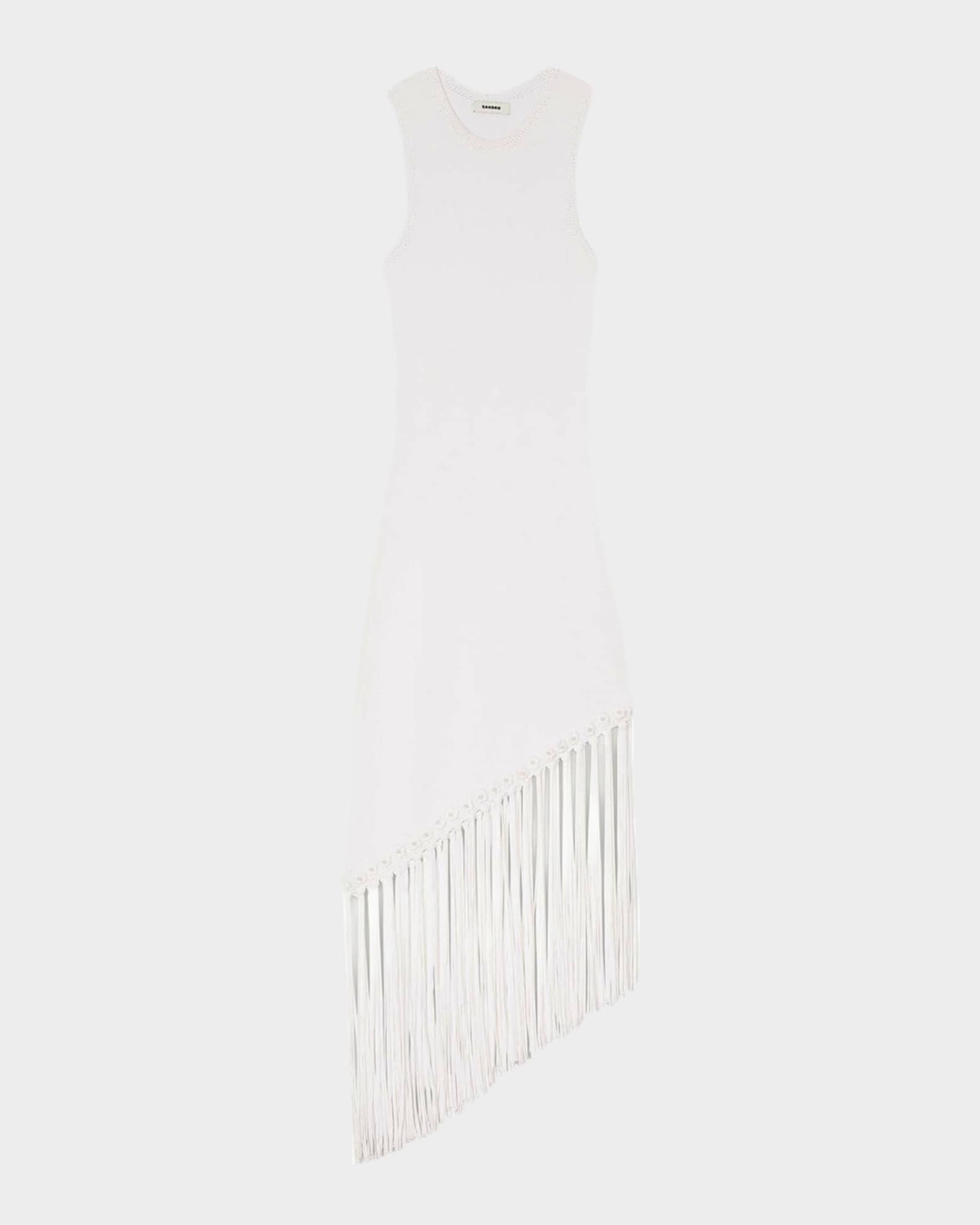 Heloise Asymmetric Fringe-Trim Midi Dress | Neiman Marcus