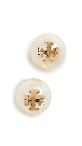 Tory Burch Women's Moondance Pearl Stud Earrings, Ivory/Tory Gold, One Size | Amazon (US)