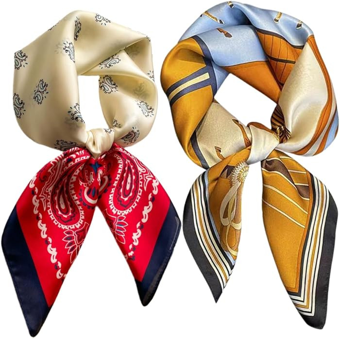 Silk Feeling Bandana Scarf for Women Head Hair Neck Satin Scarves Wraps 27.5" Handbag Accessories... | Amazon (US)