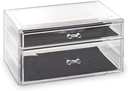 BINO 2 Drawer Acrylic Jewelry and Makeup Organizer, Clear Cosmetic Organizer Vanity Storage Displ... | Amazon (US)