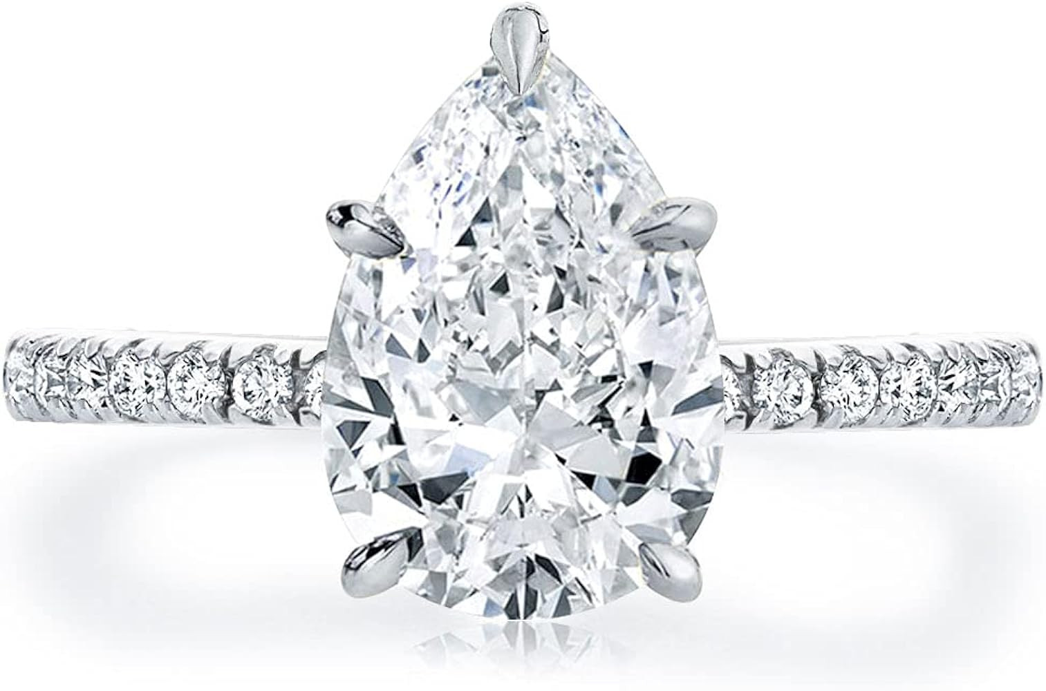 Bo.Dream 1.5ct/2ct/3ct Pear Shaped Cubic Zirconia CZ Engagement Rings Platinum Plated Sterling Si... | Amazon (US)