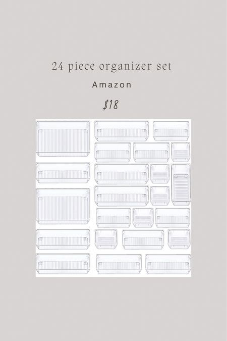 Found a 24 piece organizer set for $18!! Such a good deal! 

New year // home // organization // kitchen // bathroom // drawer organization // Amazon finds 

#LTKunder100 #LTKunder50 #LTKhome