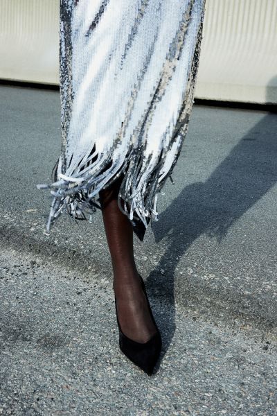 Fringed Sequin Skirt - Silver-colored/sequins - Ladies | H&M US | H&M (US + CA)