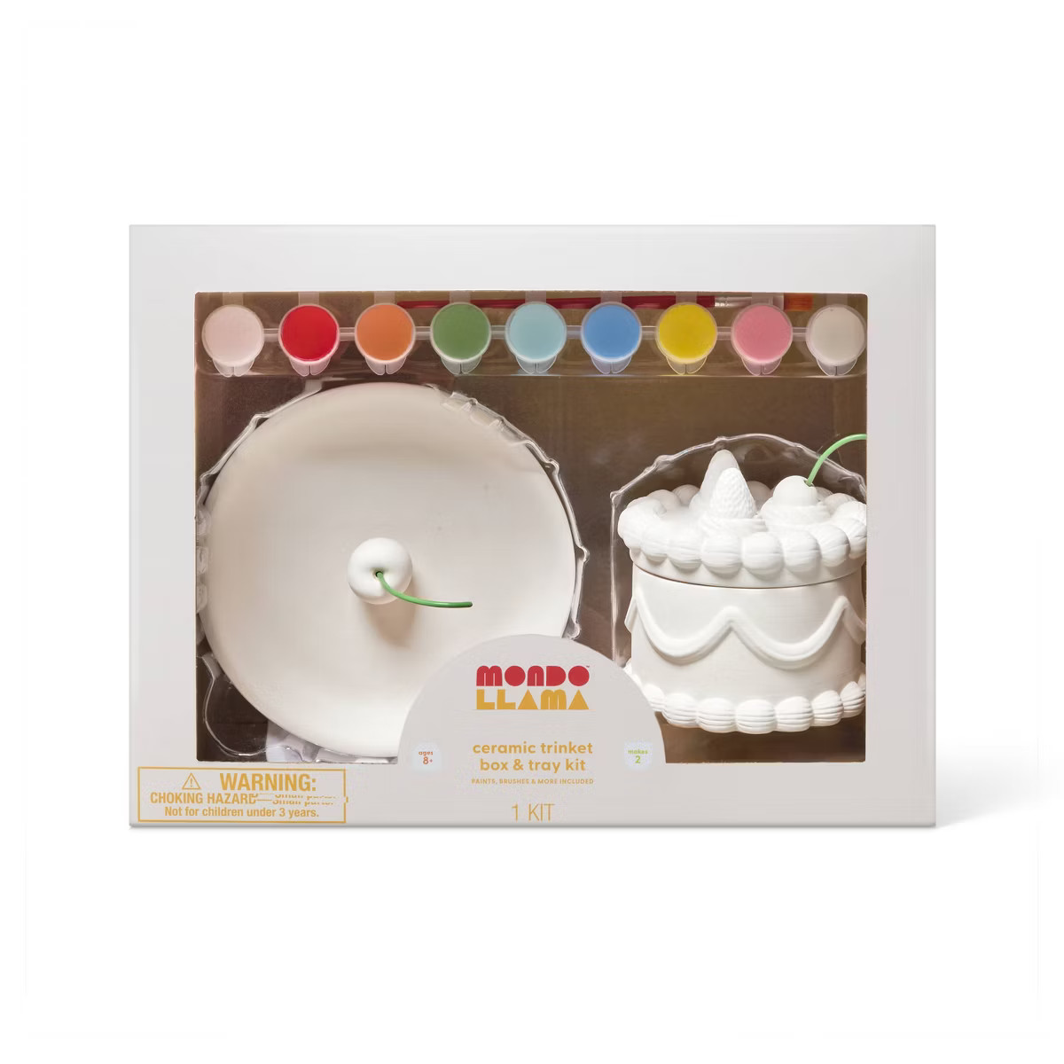 2ct Ceramic Cake Trinket Box and Cherry Ring Tray Painting Craft Kit - Mondo Llama™ | Target