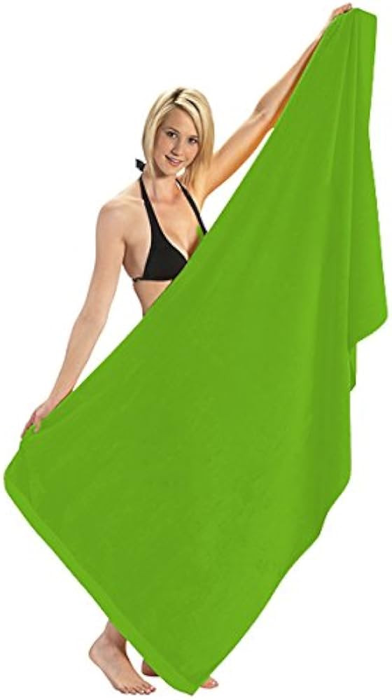 Heavy Weight Jumbo Size Dobby Hem Velour Beach Towel (Lime) | Amazon (US)