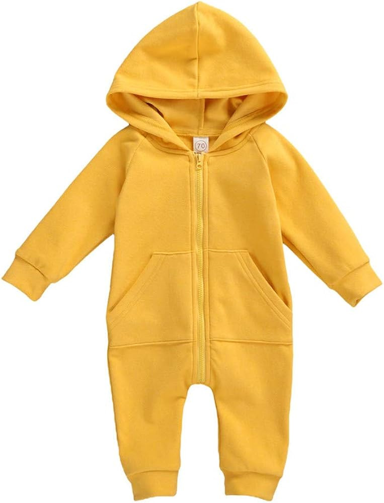 FYBITBO Infant Baby Boys Girls Clothing Zipper Hooded Jumpsuit Romper Long Sleeve Onesie Outfit F... | Amazon (US)