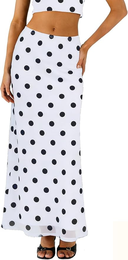 BLENCOT Womens Long Mesh Skirts Spring Boho Printed High Waisted A-Line Flowy Maxi Skirt for Beac... | Amazon (US)