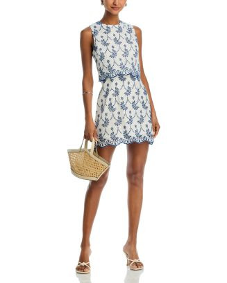 Embroidered Scalloped Mini Dress - Exclusive | Bloomingdale's (US)