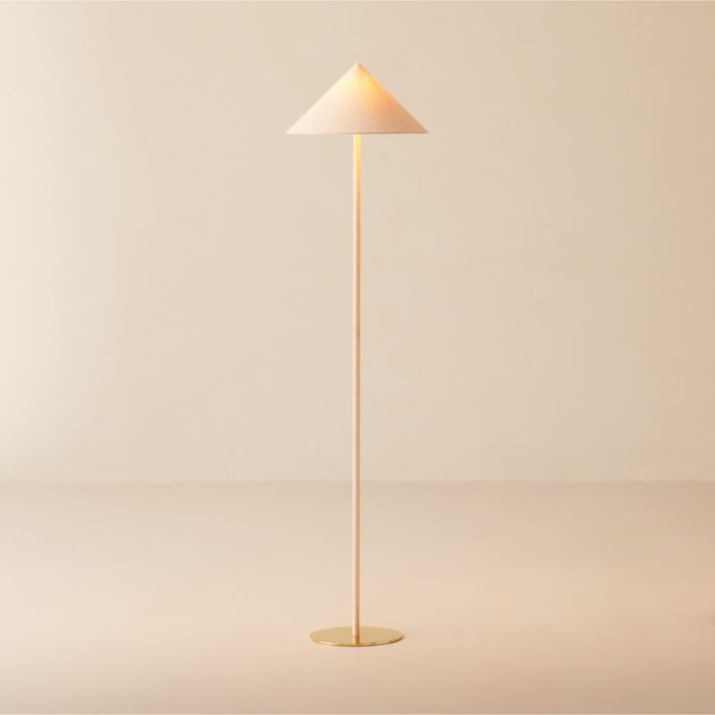 Luar Wrapped Untanned Leather Floor Lamp With Brass Base + Reviews | CB2 | CB2