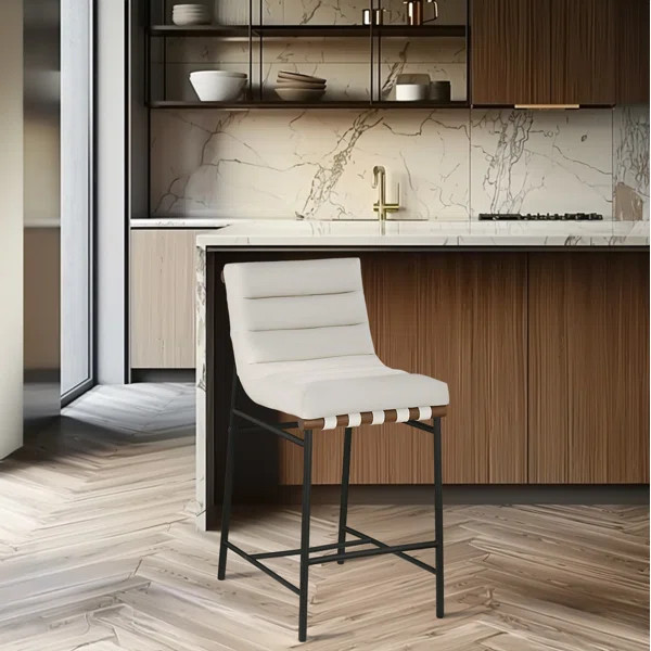 Vincentas Upholstered Counter Stool with Metal Frame | Wayfair North America