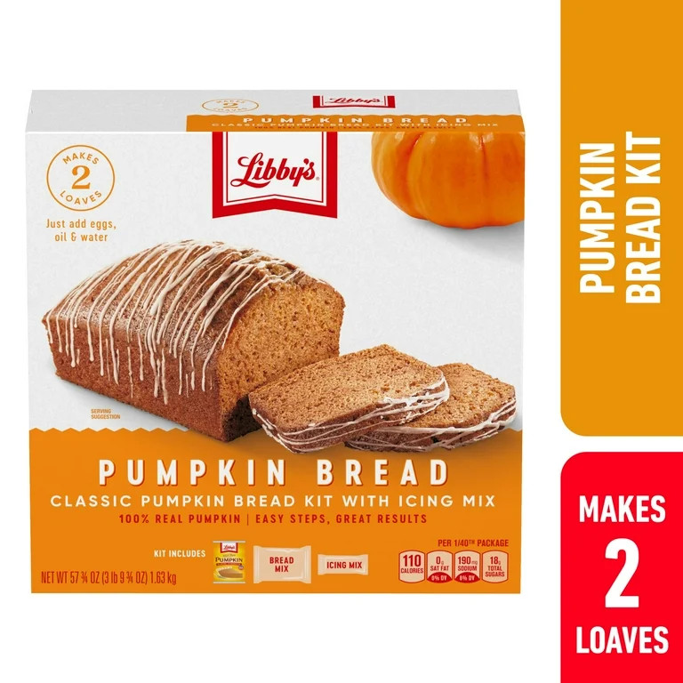 LIBBY'S Pumpkin Bread Kit With Icing Baking Mix Powders, 57.75 oz Box | Walmart (US)