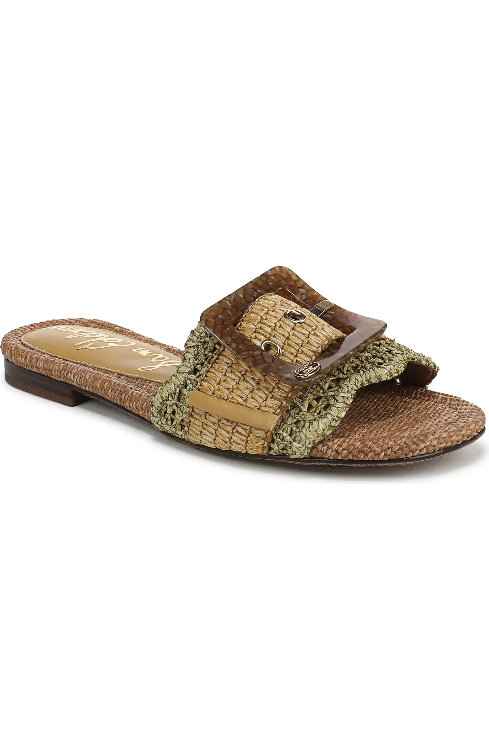 Bambi Raffia Buckle Slide Sandal (Women) | Nordstrom