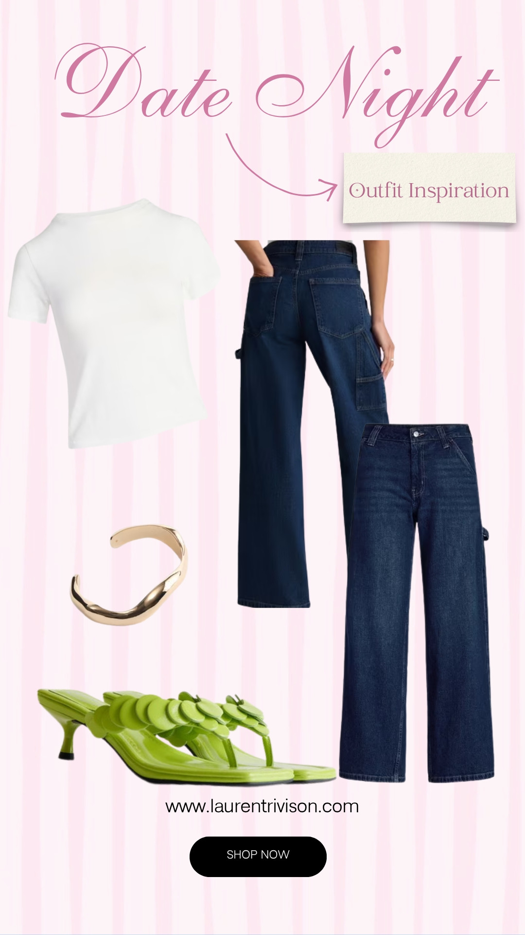 Date night outfit inspiration! Again with the kitten heel look and gold accent bracelet!! 💛 

 #LTKootd