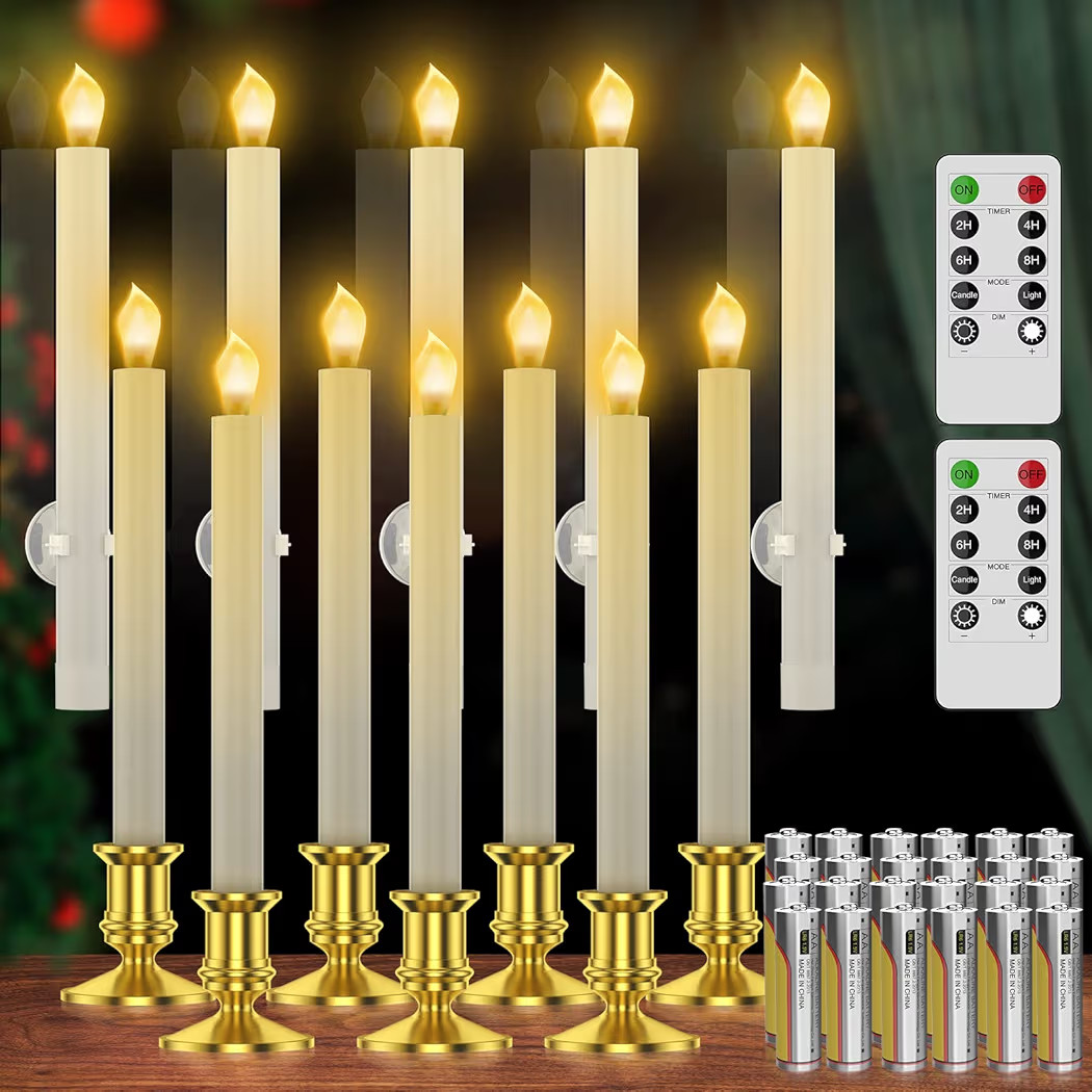 RONXS Window Candles, Flameless Taper Candles with Timer, Christmas Home Wedding Decor Battery Op... | Amazon (US)