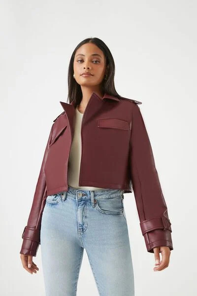 Cropped Faux Leather Jacket | Forever 21 (US)