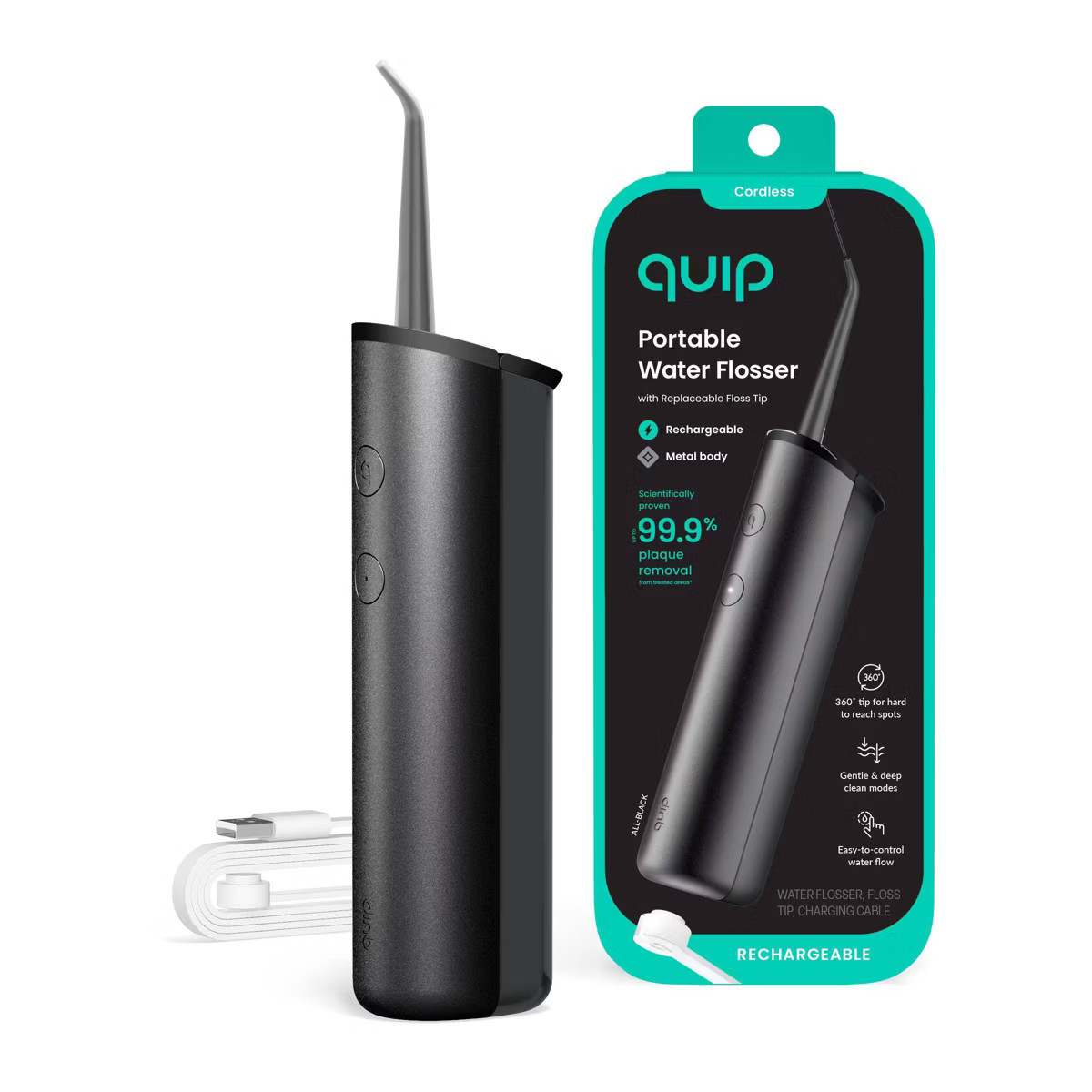 quip Cordless Rechargeable 2-Pressure Modes Metal Countertop Water Flosser | Target
