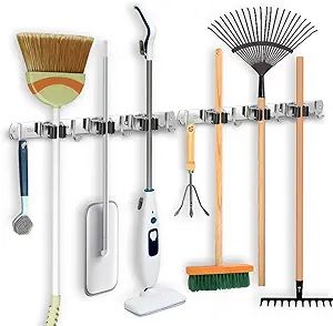 2 Pack IMILLET Broom and Mop Holder Wall Mounted, Stainless Steel Broom Holder Mop Holder Self Ad... | Amazon (US)