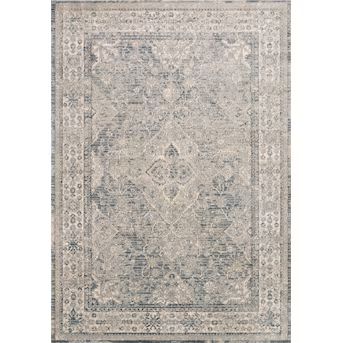 Loloi 3 x 4 Sky / Natural Indoor Distressed/Overdyed Oriental Area Rug | Lowe's