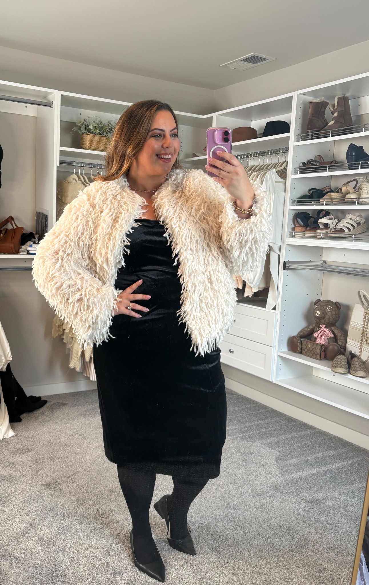 The perfect chic holiday look ! Wearing 2x in both dress and jacket as a 20 - super comfy and stretchy plus size New Year’s Eve look or the perfect plus size Christmas party outfit 

#LTKPlusSize #LTKHoliday