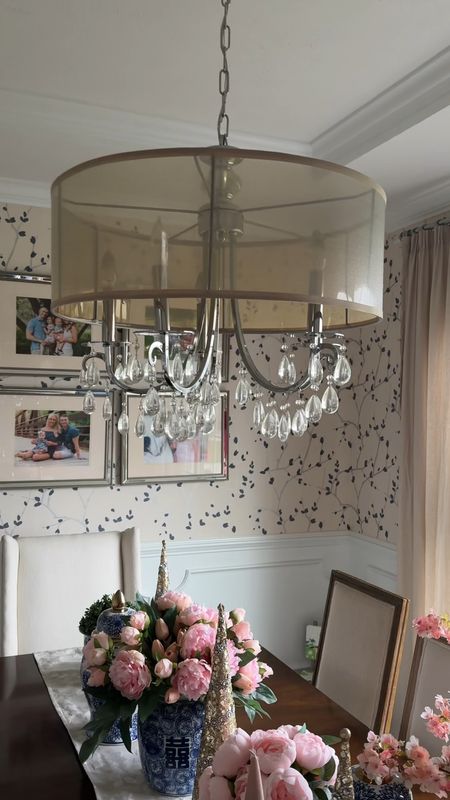 My dining room Krystal chandelier with shade
#lighting #chandelier #diningroom 

#LTKstyletip #LTKsalealert #LTKhome