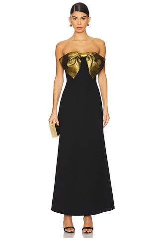 Dali Crepe Dress in Black & Star Gold Dress Winter Cocktail Dress Winter Dress Cocktail Outfits | Revolve Clothing (Global)