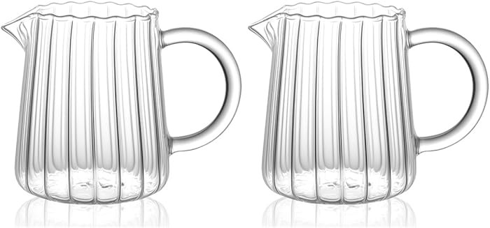 2 Pack 8.5 Ounces Glass Pitcher Small Pitcher Milk Frother Cup Mini Creamer Container Tea Serving... | Amazon (US)