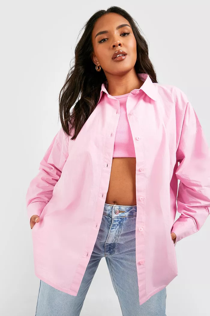 Plus Poplin Oversized Shirt | Boohoo.com (US & CA)