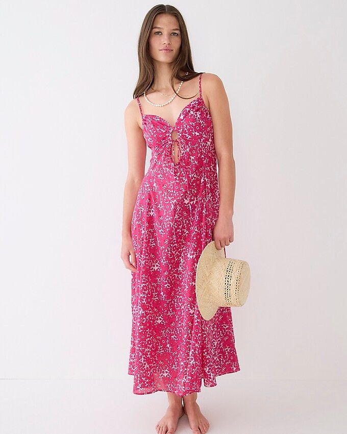 Cotton voile keyhole cover-up maxi dress in blushing meadow | J.Crew US