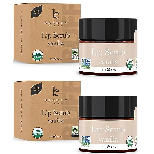 USDA Organic Lip Scrub Vanilla - USA Made All Natural Lip Exfoliator, Stocking Stuffers for Women, Mom & Wife, Sugar Lip Scrubber for Dry Lips, Small Beauty Gifts for Her & Teenage Girls | Amazon (US)