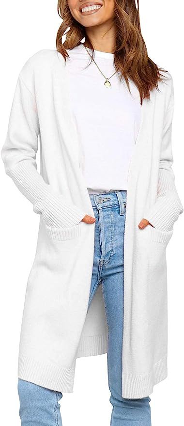 ZESICA Women's Casual Long Sleeve Open Front Draped Lightweight Knitted Cardigan Sweater Coat wit... | Amazon (US)