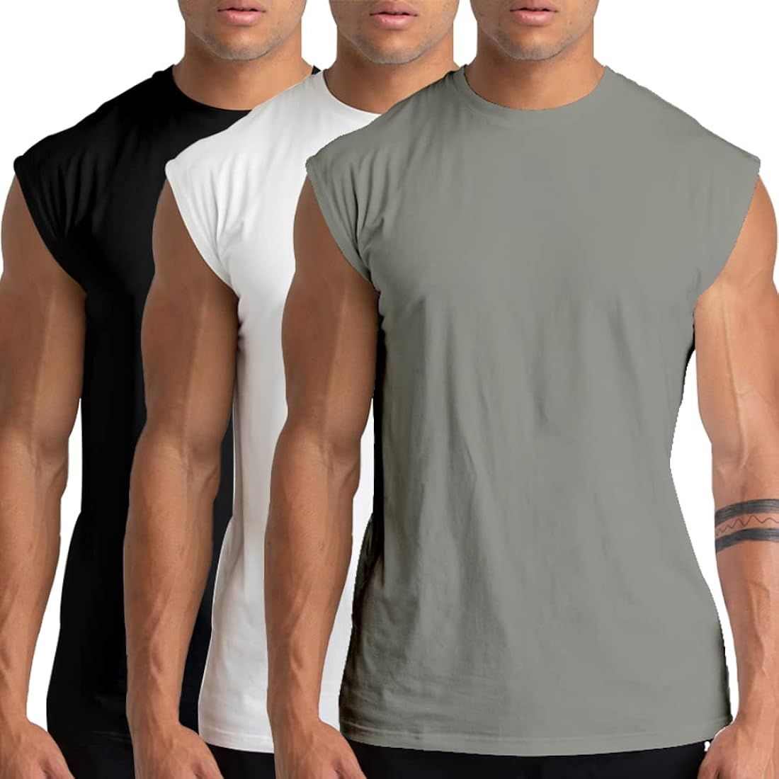 Holure 3 Pack Men's Gym Tank Tops Workout Sleeveless T-Shirts Athletic Muscle Tank Training Bodyb... | Amazon (US)