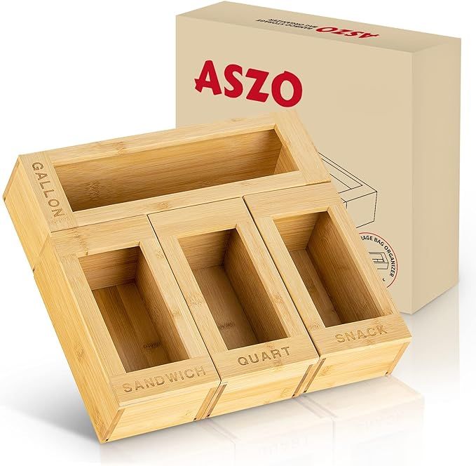 Ziplock Bag Storage Organizer - Food Baggie Dispenser Kitchen Drawer Bamboo Holder Compatible wit... | Amazon (US)