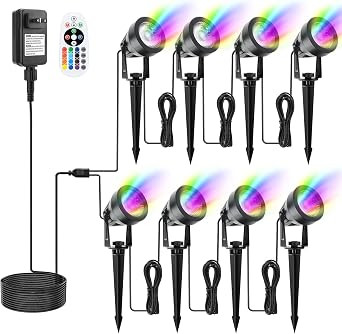 APONUO 95ft Low Voltage Landscape Lights, RGB Warm Color Changing Landscape Spot Lights, Small La... | Amazon (US)