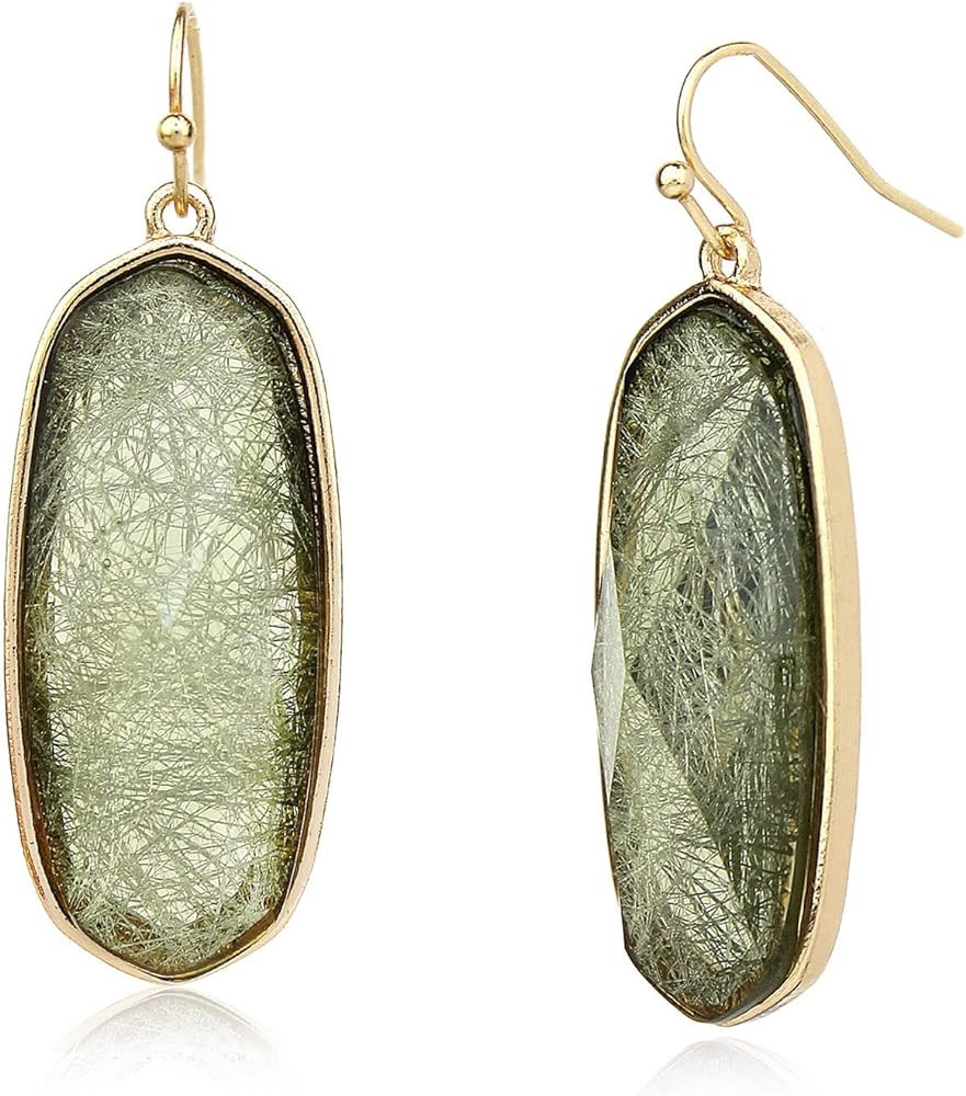 POMINA Fashion Statement Resin Oval Teardrop Dangle Earrings for Women Colorful Sparkle Faceted C... | Amazon (US)