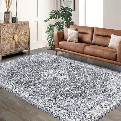 TackView Rug for Living Room - Vintage Area Rug, Retro Floral Print, Soft Touch, Non Slip Stain-Resistant Carpet | Target