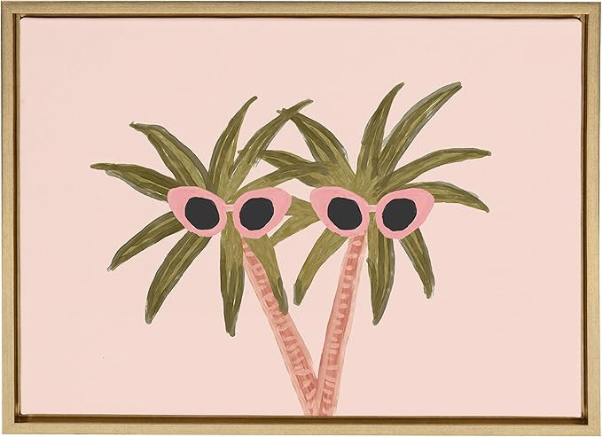 DesignOvation Sylvie Palm Trees and Sun Framed Canvas Wall Art by Kendra Dandy, 18x24 Gold, Coast... | Amazon (US)